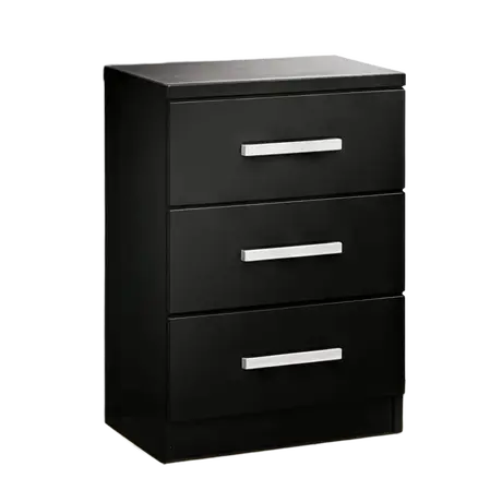 Buy Topline Bedside Table – 3 Drawers in High Gloss Black, Colour: Black, Item Width: 37, 3 from Furnituretta