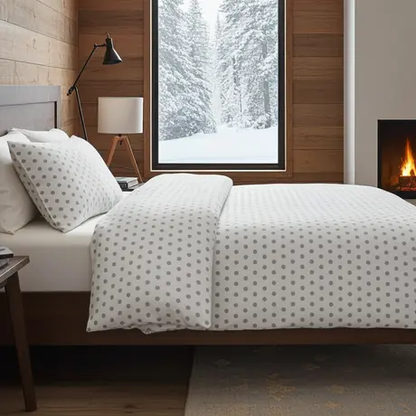 Buy Polka Dot Flannelette Duvet Cover Set – Ultra-Soft Brushed Cotton, Colour: White, Size: Single from Furnituretta