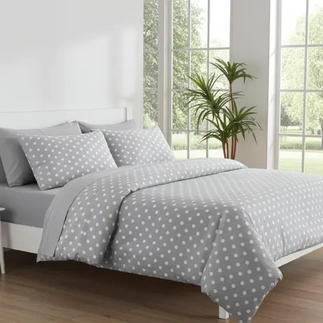 Buy Polka Dot Grey Duvet Cover Set – Soft Cotton Comfort, 4 from Furnituretta