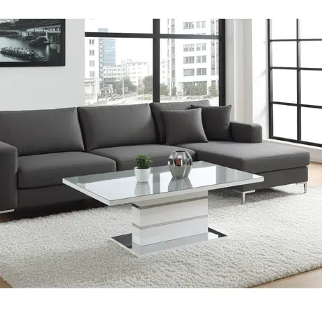 Buy Aldridge High Gloss Coffee Table – White & Grey | Sleek Modern Centerpiece, Colour: Grey/White, 5 from Furnituretta