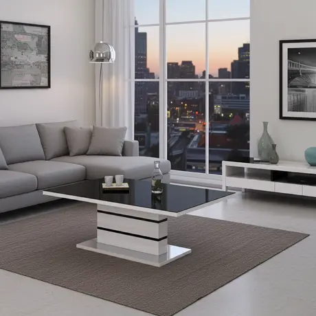 Buy Aldridge High Gloss Coffee Table – White & Black | Modern Elegance, Colour: Black/White from Furnituretta
