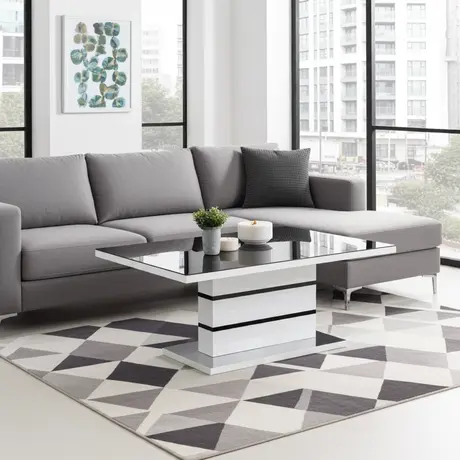 Buy Aldridge High Gloss Coffee Table – White & Black | Modern Elegance, Colour: Black/White, 4 from Furnituretta