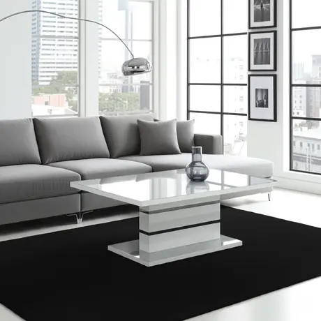 Buy Aldridge High Gloss Coffee Table – White & Grey | Sleek Modern Centerpiece, Colour: Grey/White from Furnituretta