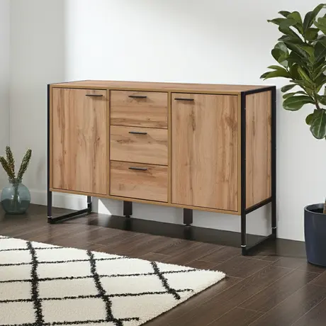 Buy Michigan Sideboard – Oak Effect | Industrial Style with Practical Storage, 4 from Furnituretta