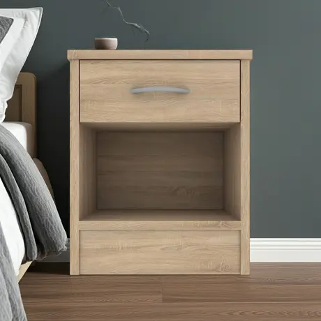 Buy Bardalona Bedside Table – Oak Effect | Stylish & Compact Bedroom Storage, Colour: Oak, 7 from Furnituretta