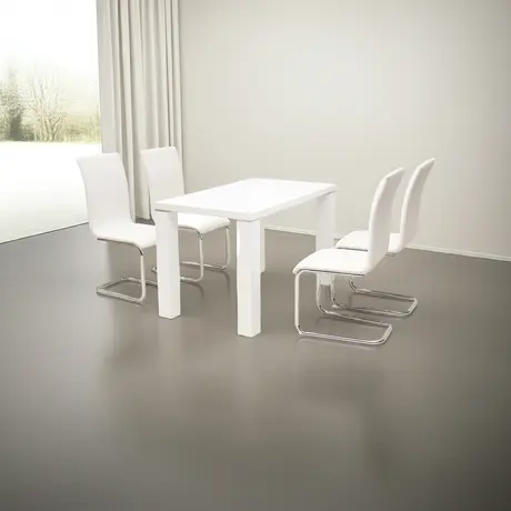 Buy Prague Dining Table in High Gloss White – Sleek & Modern 4-Seater, 2 from Furnituretta