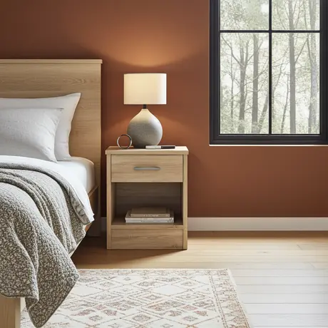 Buy Bardalona Bedside Table – Oak Effect | Stylish & Compact Bedroom Storage, Colour: Oak, 5 from Furnituretta