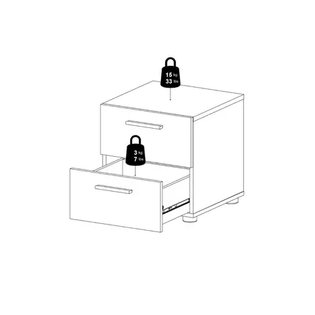 Buy Pepe Bedside Table – 2 Drawers in White | Sleek & Durable Bedroom Storage, 11 from Furnituretta