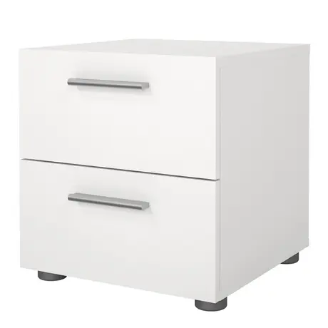 Buy Pepe Bedside Table – 2 Drawers in White | Sleek & Durable Bedroom Storage, 3 from Furnituretta