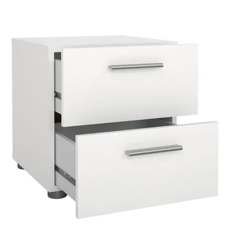 Buy Pepe Bedside Table – 2 Drawers in White | Sleek & Durable Bedroom Storage, 4 from Furnituretta