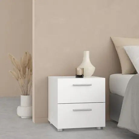 Buy Pepe Bedside Table – 2 Drawers in White | Sleek & Durable Bedroom Storage, 6 from Furnituretta