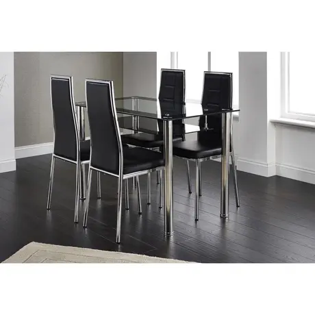 Buy Andora Dining Table Only Chrome & Black, 2 from Furnituretta