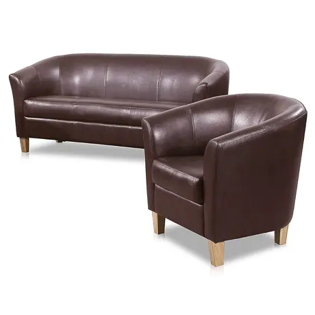 Buy Claridon 3 Seater Sofa – Brown PU Leather, Colour: Brown, Item Width: 170, 6 from Furnituretta