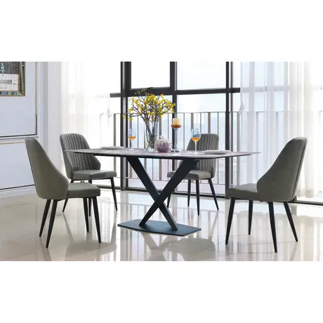 Buy Crete Fabric Dining Chair with Black Metal Legs, 3 from Furnituretta