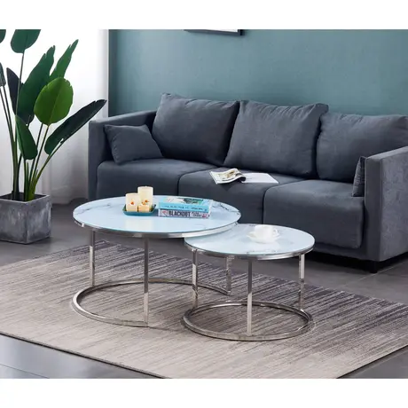 Buy Evoque Marble Effect Glass Coffee Table Set from Furnituretta