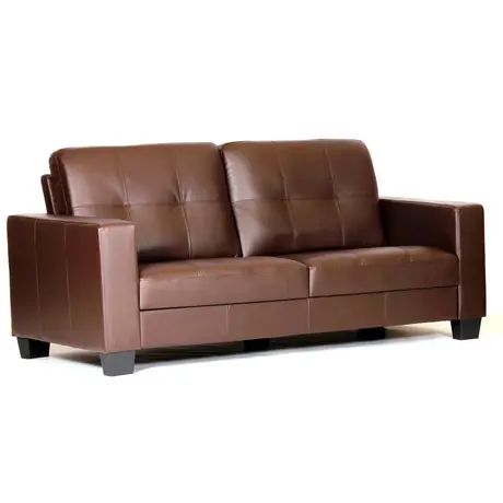 Buy Lena 3 Seater Sofa – Bonded Leather & PVC in Brown, Colour: Brown from Furnituretta