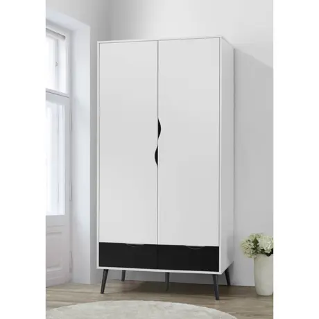 Buy Mapleton Robe 2 Door White & Black from Furnituretta