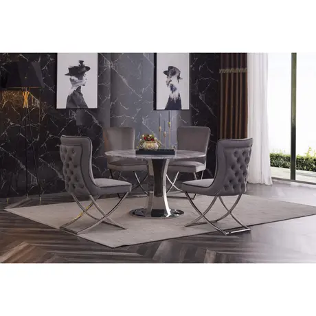 Buy Panama Marble Dining Table with Stainless Steel Base, 4 from Furnituretta