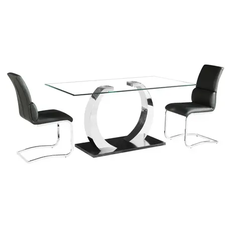 Buy Phoenix Dining Table – Black Satin MDF Base (160 cm), 2 from Furnituretta