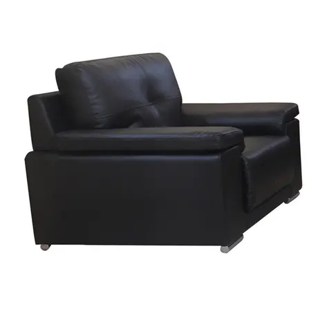 Buy Ranee 1 Seater Sofa – Black Bonded Leather & PU, Colour: Black, Item Width: 125, 3 from Furnituretta