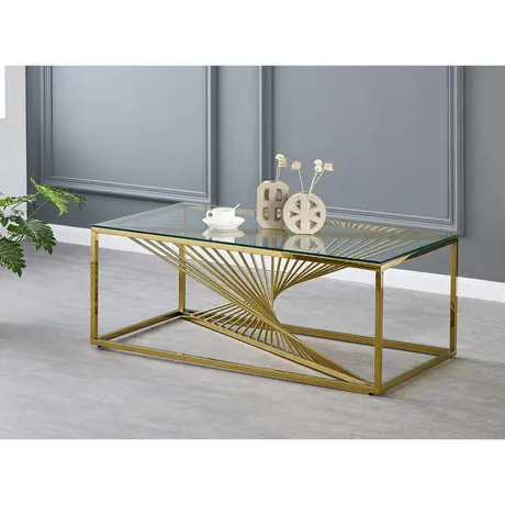 Buy Vista Coffee Table: Clear Glass with Gold Legs, Colour: Gold, 5 from Furnituretta