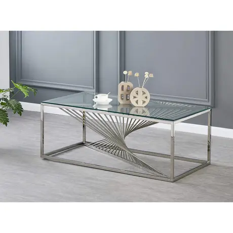 Buy Vista Coffee Table: Clear Glass with Silver Legs, Colour: Silver, 5 from Furnituretta