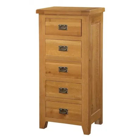 Buy Acorn Solid Oak Chest – 5 Drawer Narrow | Premium Bedroom & Hallway Storage, 2 from Furnituretta