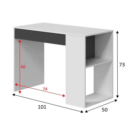 Buy Seaton Grey and White Writing Computer Desk with Drawer and Shelves, 5 from Furnituretta