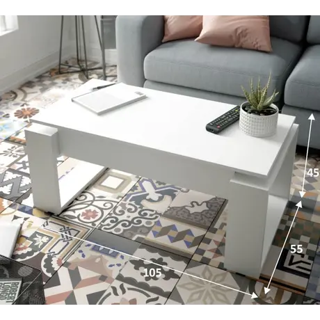 Buy Filey White Coffee Table with Lift up Storage, 4 from Furnituretta