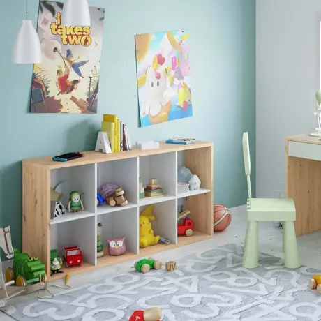 Buy Diss Artic White and Oak Short Bookshelf Unit, 2 from Furnituretta