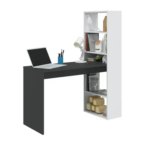 Buy Darley White and Grey Effect Computer Desk Table with Bookcase, 2 from Furnituretta