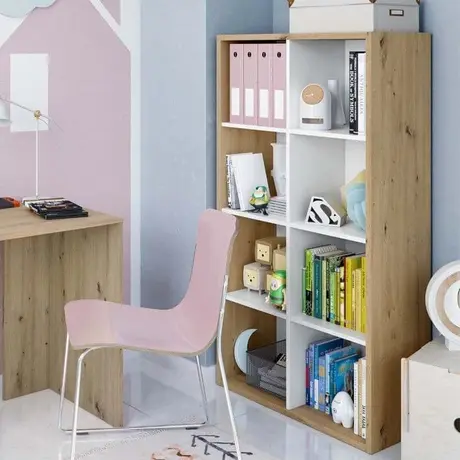 Buy Diss Artic White and Oak Short Bookshelf Unit from Furnituretta