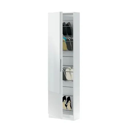 Buy Grays Artic White Tall Shoe Cabinet 1 Mirrored Door 14-16 Pairs, Colour: White, 3 from Furnituretta