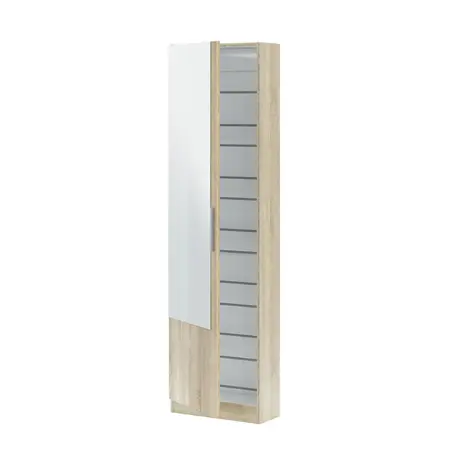 Buy Grays Oak Effect Tall Shoe Cabinet 1 Mirrored Door 14-16 Pairs, Colour: Oak, 4 from Furnituretta