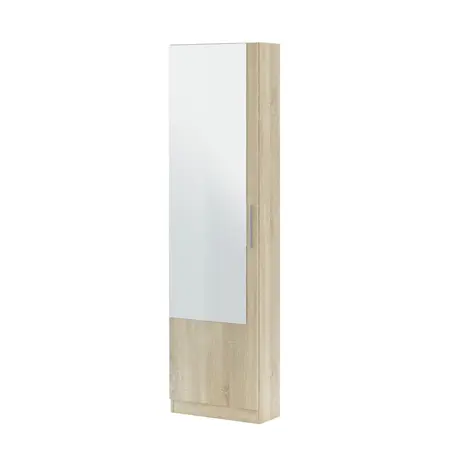 Buy Grays Oak Effect Tall Shoe Cabinet 1 Mirrored Door 14-16 Pairs, Colour: Oak, 5 from Furnituretta