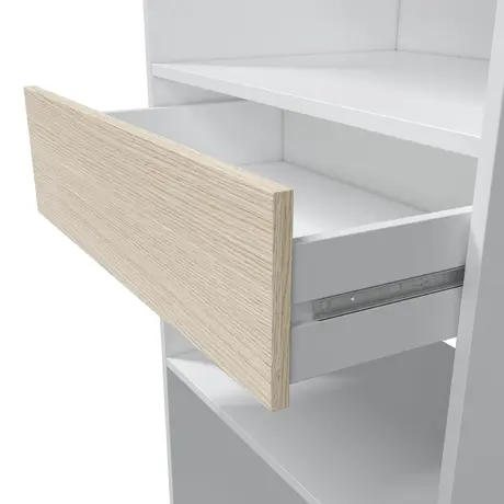 Buy Tadley Open-Door Wardrobe – Oak & White with 2 Hanging Rails and 4 Shelves, 4 from Furnituretta