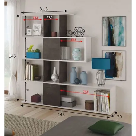 Buy Walsall Oxide Dark Brown and Artic White Bookcase, 9 from Furnituretta