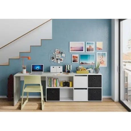 Buy Penryn White and Concrete Grey Large Left or Right Flex Corner Office Desk, 6 from Furnituretta