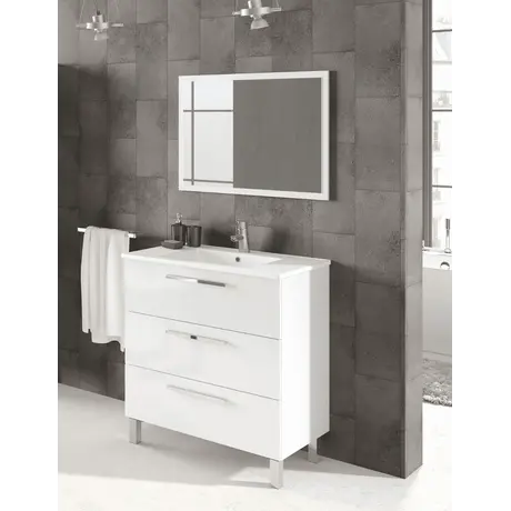 Buy Mole Bathroom Vanity Sink with Cupboard White Gloss, 4 from Furnituretta