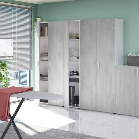 Buy Ross Narrow Universal Utility 1 Door Storage Cupboard Grey & White, 5 from Furnituretta