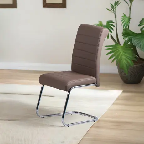 Buy Astra Dining Chair: Brown PU & Chrome (Set of 2), Colour: Brown, 3 from Furnituretta