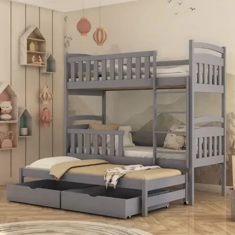 Buy Viki Bunk Bed Grey Matt: Space-Saving Sleep Solution for Kids, Colour: Grey Matt, Mattresses: Foam/Bonnell Mattresses, 5 from Furnituretta