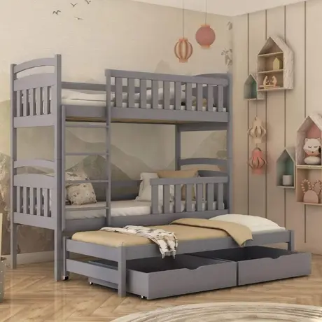 Buy Viki Bunk Bed Grey Matt: Space-Saving Sleep Solution for Kids, Colour: Grey Matt, Mattresses: Without Mattresses from Furnituretta