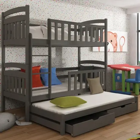 Buy Viki Bunk Bed Graphite: Space-Saving Sleep Solution for Kids, Colour: Graphite, Mattresses: Foam Mattresses from Furnituretta