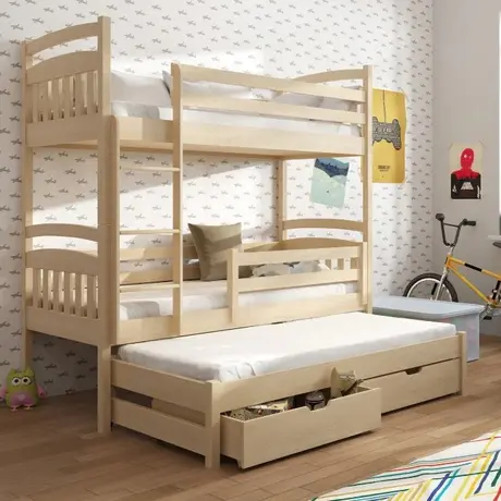 Buy Maximize Your Child's Room: Alan Bunk Bed Pine with Trundle & Storage, Colour: Pine, Mattresses: Foam/Bonnell Mattresses from Furnituretta