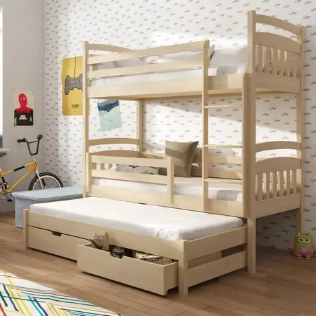 Buy Maximize Your Child's Room: Alan Bunk Bed Pine with Trundle & Storage, Colour: Pine, Mattresses: Foam/Bonnell Mattresses, 4 from Furnituretta