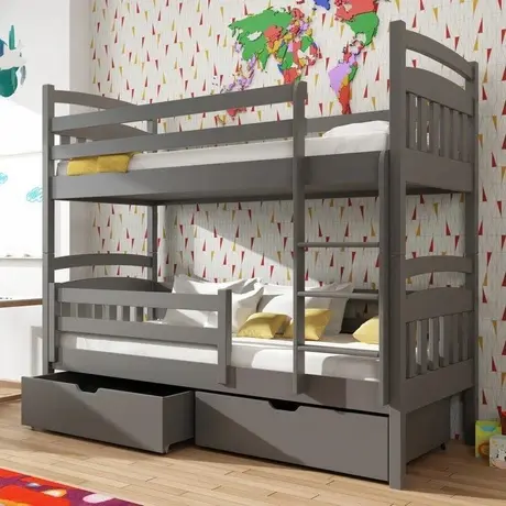 Buy Space-Saving Sleep & Storage: Gabi Bunk Bed Graphite with Drawers, Colour: Graphite, Mattresses: Foam/Bonnell Mattresses, 6 from Furnituretta