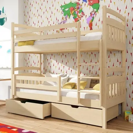 Buy Space-Saving Sleep & Storage: Gabi Bunk Bed Pine with Drawers, Colour: Pine, Mattresses: Foam Mattresses, 5 from Furnituretta