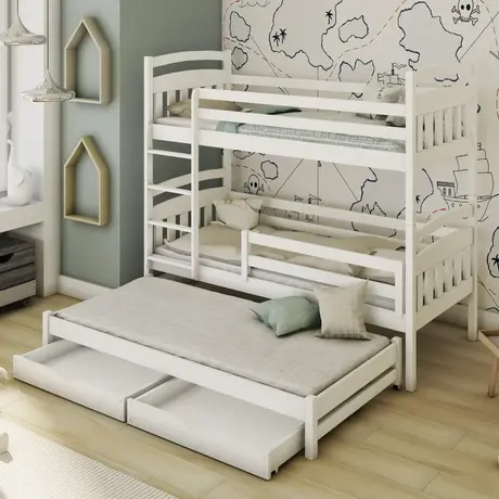 Buy Maximize Your Child's Room: Alan Bunk Bed with Trundle & Storage White Matt, Colour: White Matt, Mattresses: Foam Mattresses, 6 from Furnituretta