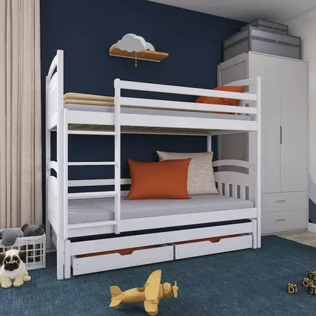 Buy Maximize Your Child's Room: Alan Bunk Bed with Trundle & Storage White Matt, Colour: White Matt, Mattresses: Without Mattresses, 4 from Furnituretta